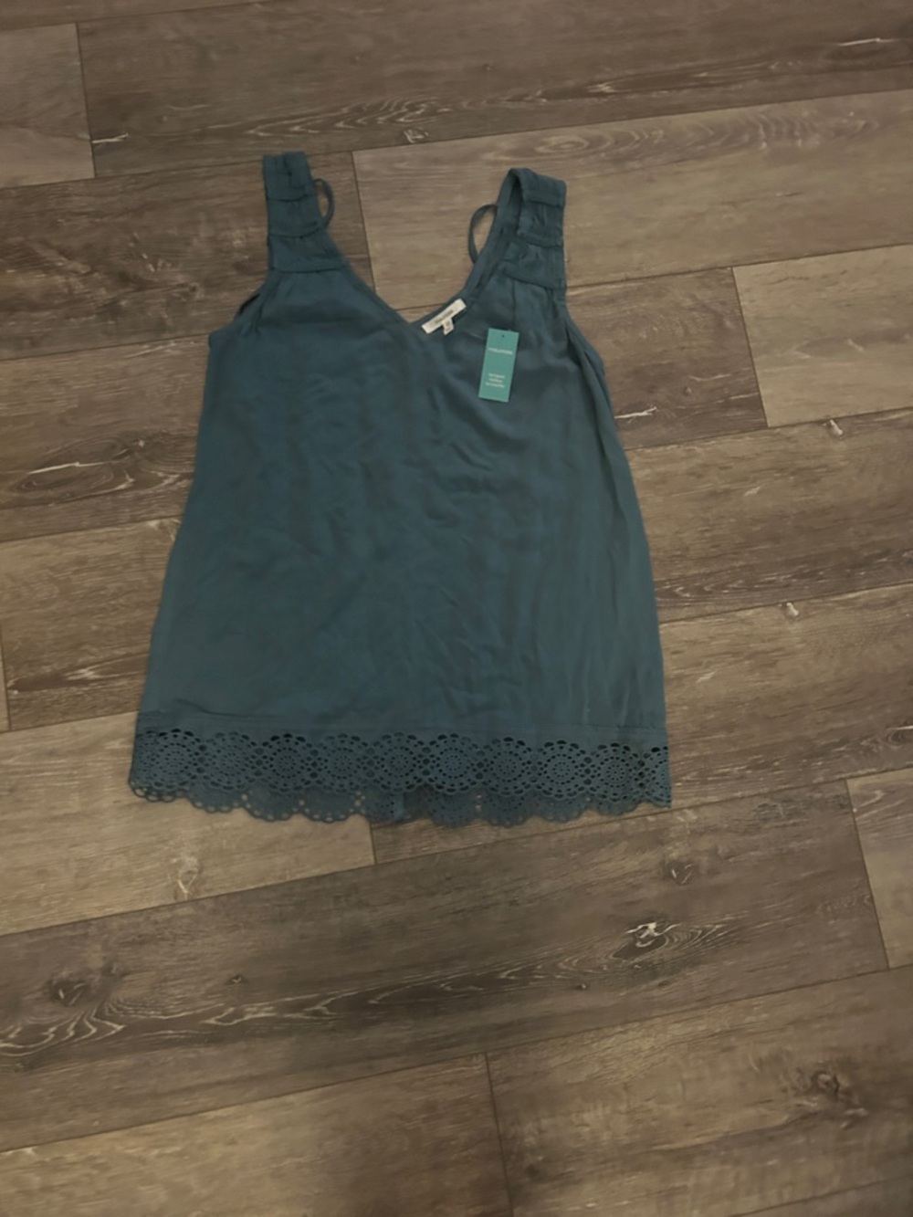 Maurices Teal Sleeveless Tank with Eyelet Hem